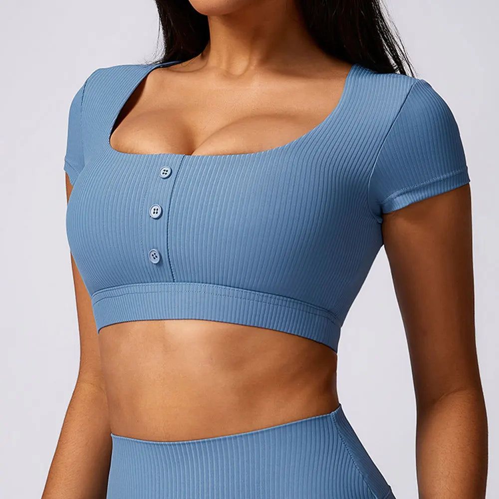 Alyssa Ribbed Button Top