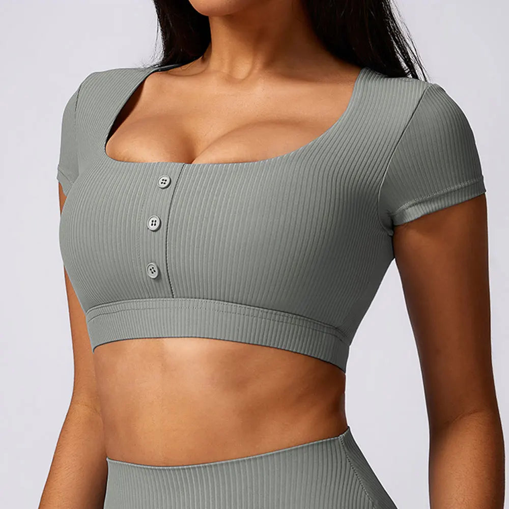 Alyssa Ribbed Button Top