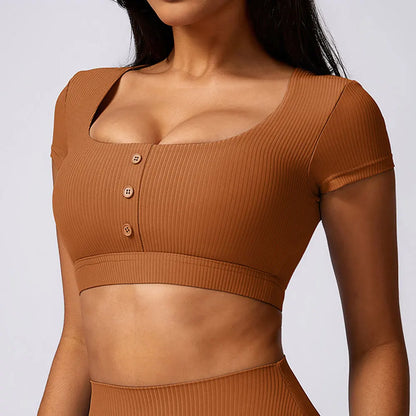 Alyssa Ribbed Button Top