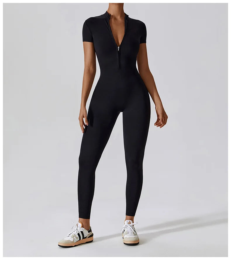 Adeline Zipper Workout Jumpsuit